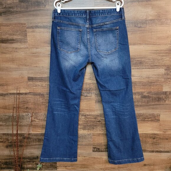 GAP 1969 Jeans Womens 31 R Wide Leg Flare Mid Rise Medium Dark Wash Stretch - Picture 2 of 10